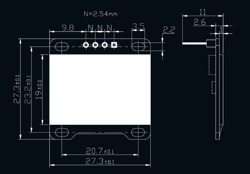DIYmall 0.96 Inch Blue OLED Module I2C IIC Serial 128x64 LCD LED Display for Arduino Micro:bit 51 MSP420 STIM32 SCR (Pack of 2pcs) - Image 5